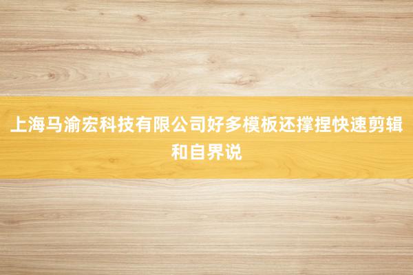 上海马渝宏科技有限公司好多模板还撑捏快速剪辑和自界说